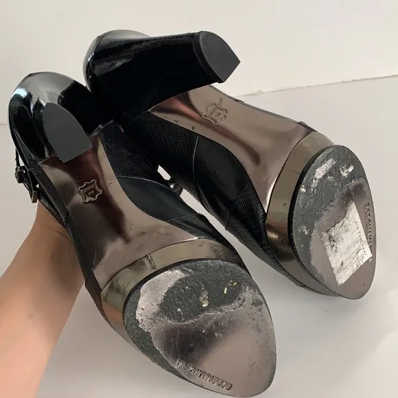 BCBG MaxAzria Leather Ankle Strap Platforms Shoes