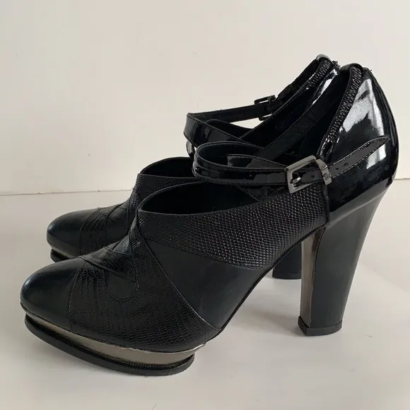 BCBG MaxAzria Leather Ankle Strap Platforms Shoes
