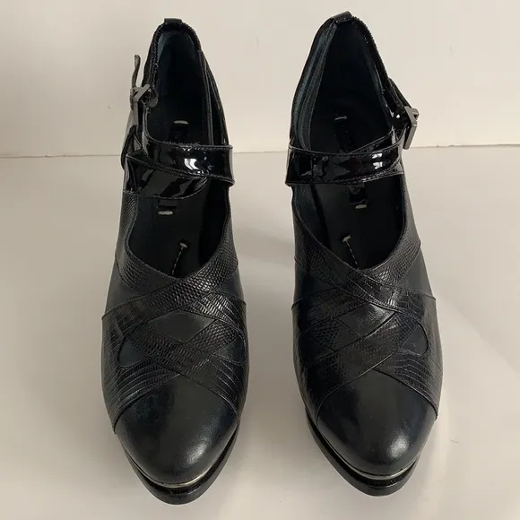 BCBG MaxAzria Leather Ankle Strap Platforms Shoes