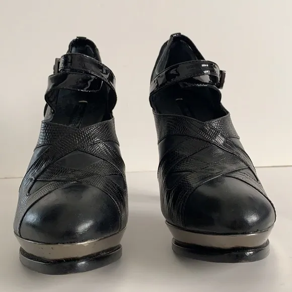 BCBG MaxAzria Leather Ankle Strap Platforms Shoes
