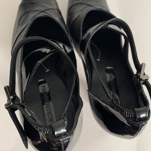BCBG MaxAzria Leather Ankle Strap Platforms Shoes
