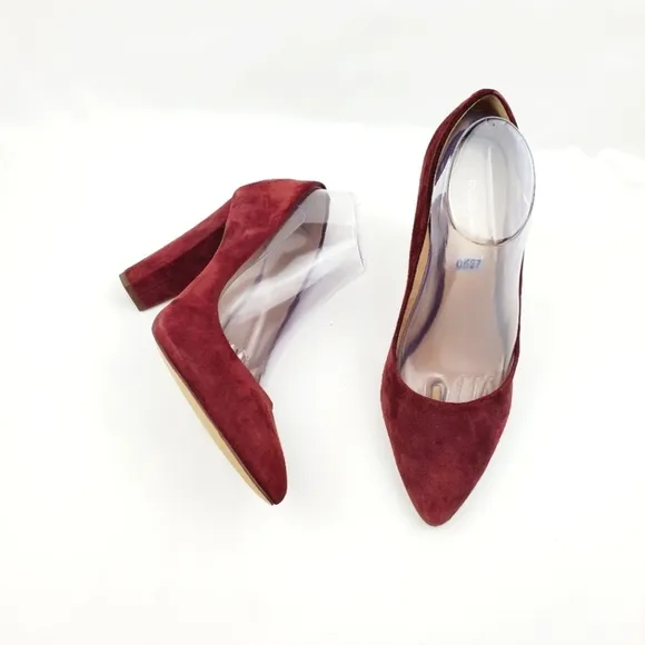 BCBGeneration Clarice Burgundy leather point toe Chunky heel shoes