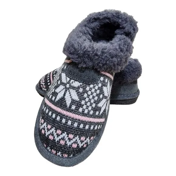 Bearpaw Casual Slippers &quot;Alice&quot; Knit Suede Kid's Size 2Y