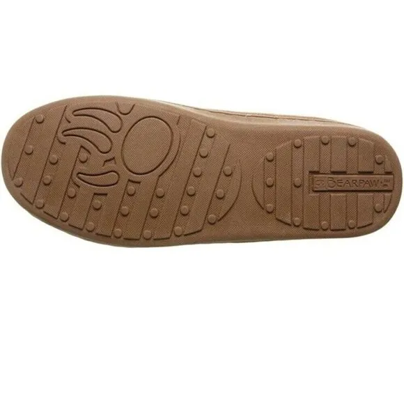 Bearpaw Slippers Mens 11 Moccasins‎ Tan Suede Sheepskin New