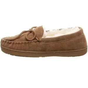 Bearpaw Slippers Mens 11 Moccasins‎ Tan Suede Sheepskin New