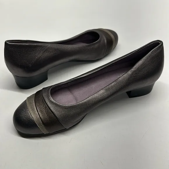 Beautifeel Low Pump Heels Heeled Shoes Round Toe Orthopedic Metallic Silver 38 7