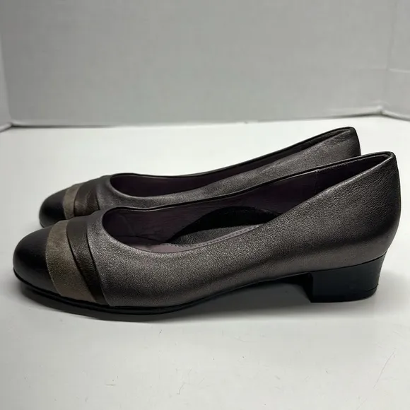 Beautifeel Low Pump Heels Heeled Shoes Round Toe Orthopedic Metallic Silver 38 7