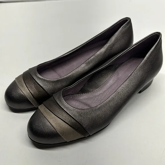 Beautifeel Low Pump Heels Heeled Shoes Round Toe Orthopedic Metallic Silver 38 7