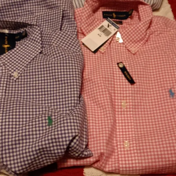 Beautiful new Ralph Lauren polo classic dress shirts all medium size top 2 slim