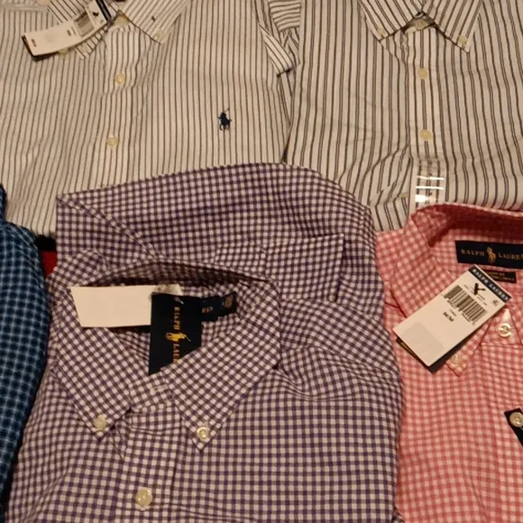 Beautiful new Ralph Lauren polo classic dress shirts all medium size top 2 slim