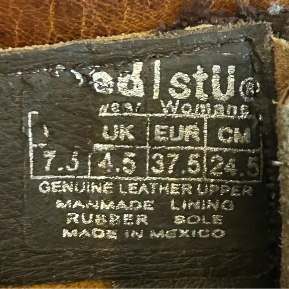 BED|STU tan genuine leather distressed zip mid calf boots size 7.5 buckle detail