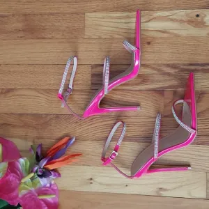 Bella Marie Geneva Neon Pink Faux Patent Leather Heels Size 8.5 NWOT