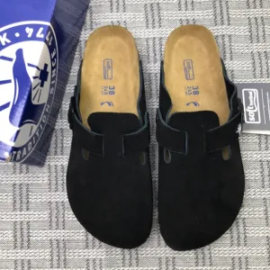 BEST NWT | Women's Black Suede Birkenstock Boston Shoes - Narrow Fit
