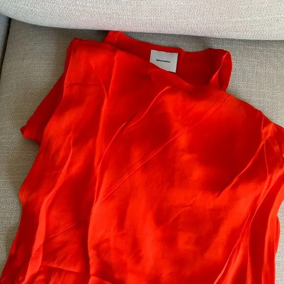 BEST Reformation Siana Dress Maxi V-Neck Dress Sz6 Paprika Orange Party Cocktail