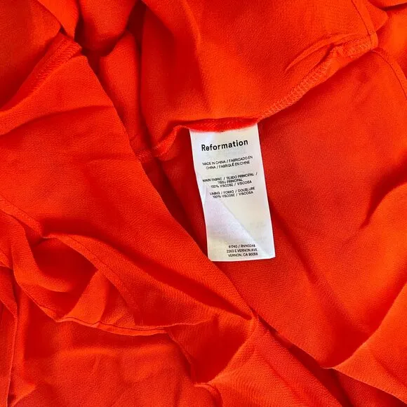 BEST Reformation Siana Dress Maxi V-Neck Dress Sz6 Paprika Orange Party Cocktail