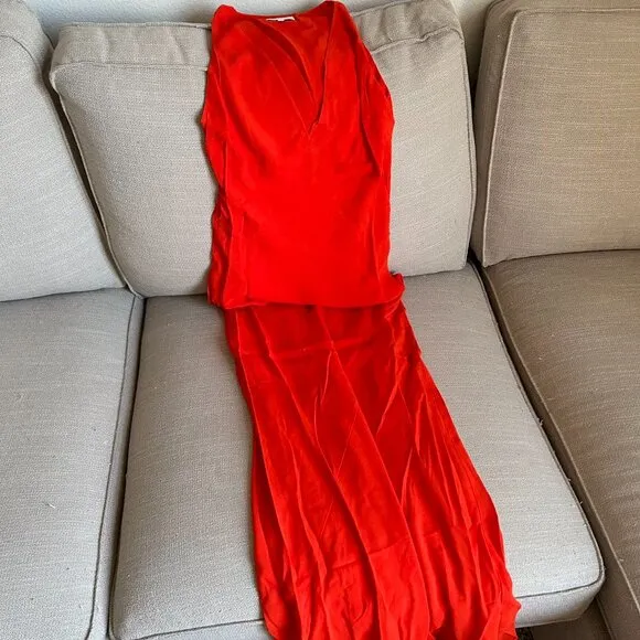 BEST Reformation Siana Dress Maxi V-Neck Dress Sz6 Paprika Orange Party Cocktail
