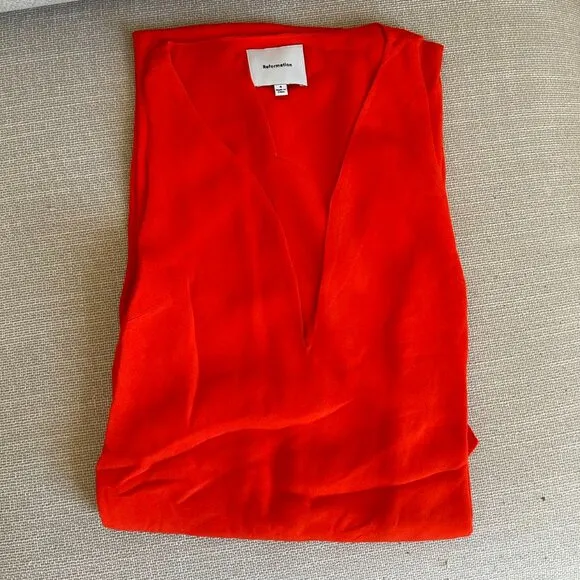 BEST Reformation Siana Dress Maxi V-Neck Dress Sz6 Paprika Orange Party Cocktail