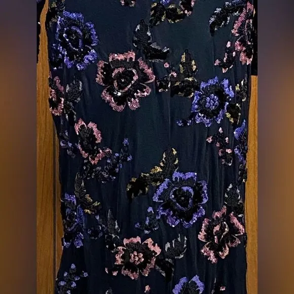 Betsy and Adam Floral Sequin Sheath Gown size 14