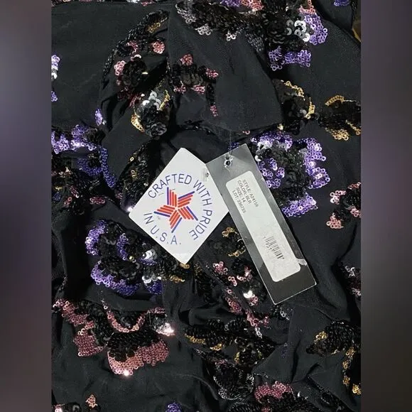 Betsy and Adam Floral Sequin Sheath Gown size 14