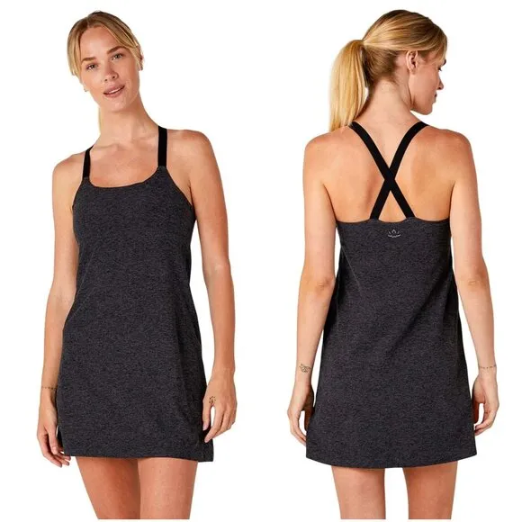 Beyond Yoga Spacedye Move It Dress XS charcoal gray black active dress shorts