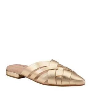 Birdies Dove Woven Leather Mule Slippers Women's Gold Woven Mules Size 10