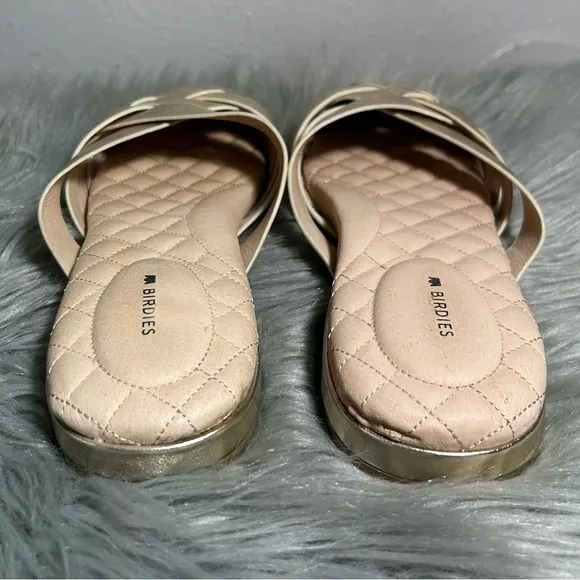 Birdies Dove Woven Leather Mule Slippers Women's Gold Woven Mules Size 10