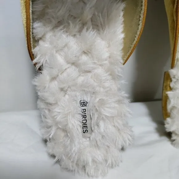 Birdies The Phoebe Plush Velvet Cozy Faux Fur Slipper Mustard Womens Size 7.5