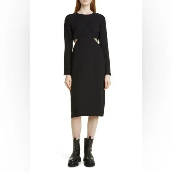 BIRGITTE HERSKIND Ignes Cutout Long Sleeve Sheath Dress In Black