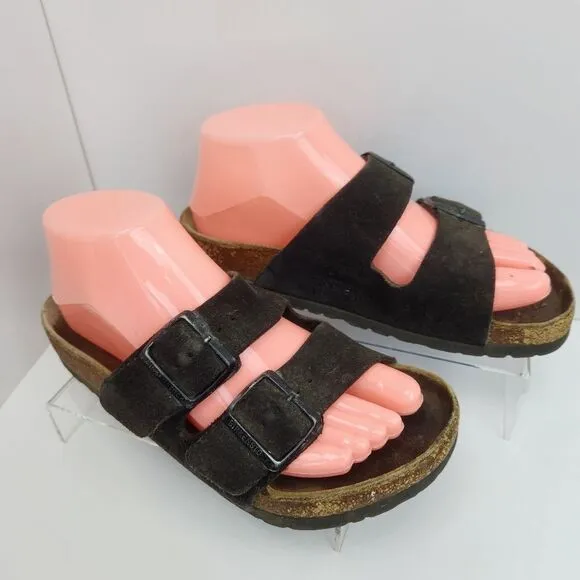 🐞Birkenstock Brown Mocha Suede Leather Arizona Slip On Sandals Size 5.5