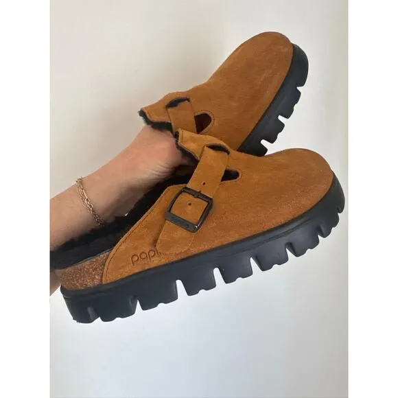 Birkenstock Chunky Shearling Suede Lined Platform Clogs - Size 38