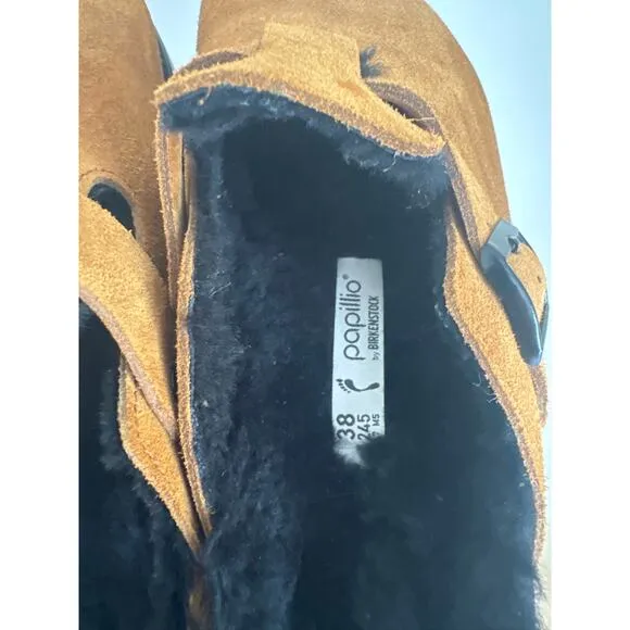 Birkenstock Chunky Shearling Suede Lined Platform Clogs - Size 38