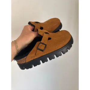 Birkenstock Chunky Shearling Suede Lined Platform Clogs - Size 38