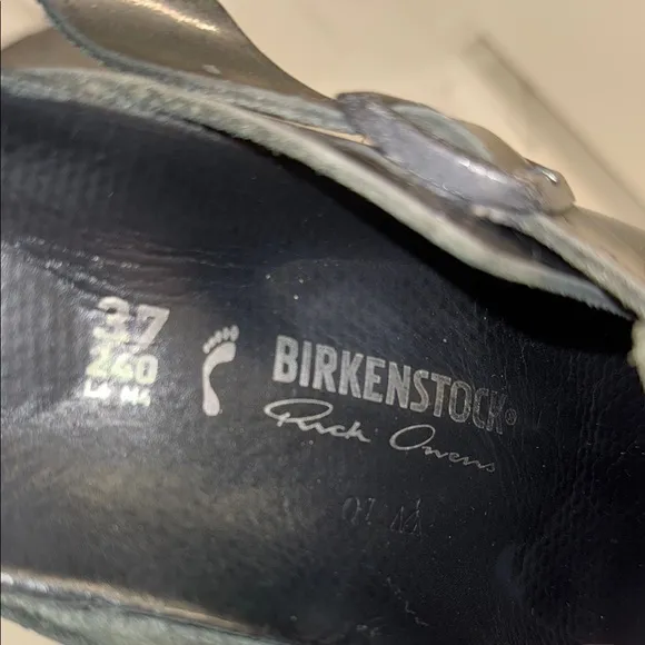 Birkenstock Glossy Black iridescent Rick Owen designed Boston Clogs shoes EU 37
