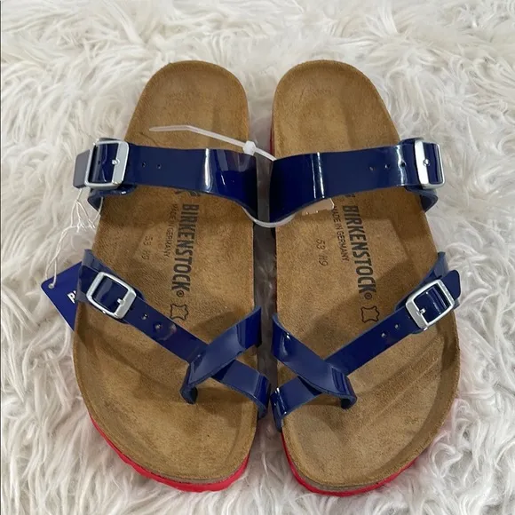BIRKENSTOCK Ladies’ Mayari Dress Blue Patent Birko-flor Sandal Size 10 NEW