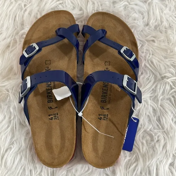 BIRKENSTOCK Ladies’ Mayari Dress Blue Patent Birko-flor Sandal Size 10 NEW