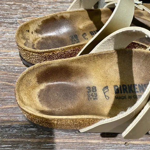 Birkenstock Mayari Birko-Flor Gold Metallic Strappy Sandals Women’s 38 US 7