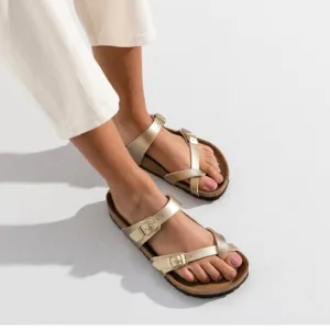Birkenstock Mayari Birko-Flor Gold Metallic Strappy Sandals Women’s 38 US 7
