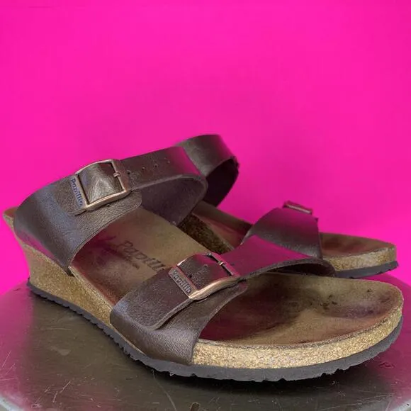 Birkenstock Papillio Dorothy Two-Strap Wedge Sandal Sz 11 - Graceful Toffee