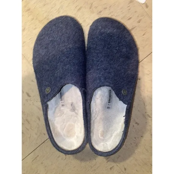 Birkenstock Zermatt Dark Blue Wool Felt Sandals Slippers Size 46‎ US 13