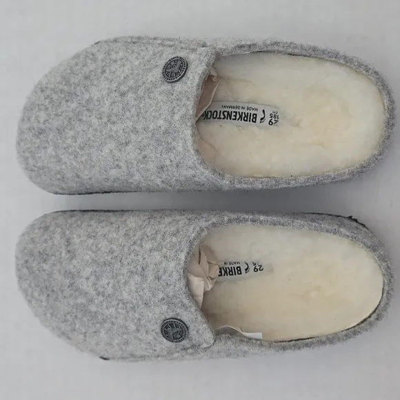 Birkenstock Zermatt Rivet Gray Wool Slippers Kids US K11