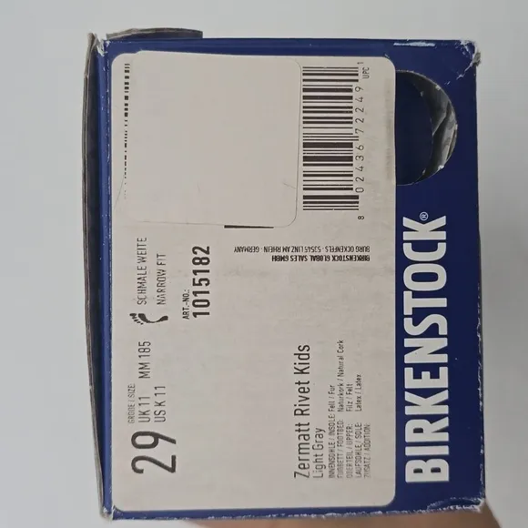 Birkenstock Zermatt Rivet Gray Wool Slippers Kids US K11