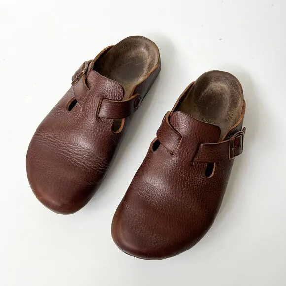 Birkenstock Boston Papillio brown leather clogs slip on shoes size 39/8 women's
