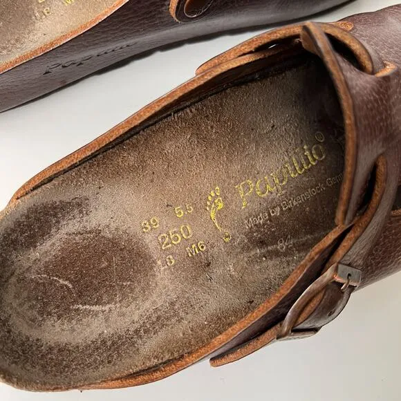 Birkenstock Boston Papillio brown leather clogs slip on shoes size 39/8 women's