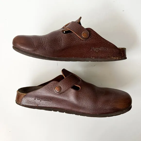 Birkenstock Boston Papillio brown leather clogs slip on shoes size 39/8 women's