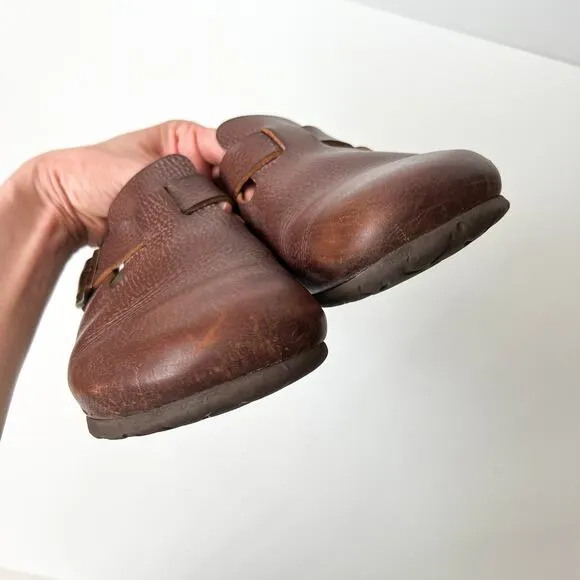 Birkenstock Boston Papillio brown leather clogs slip on shoes size 39/8 women's