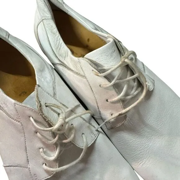 BIRKENSTOCK White Leather Lace-up Shoes Oxfords Casual Germany Size 46 (13)