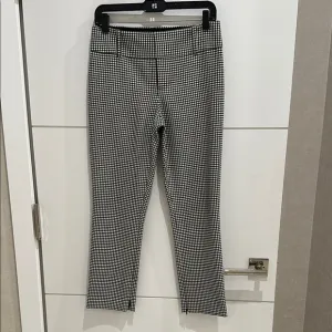 Black and White Slim-Fit Dress Pants