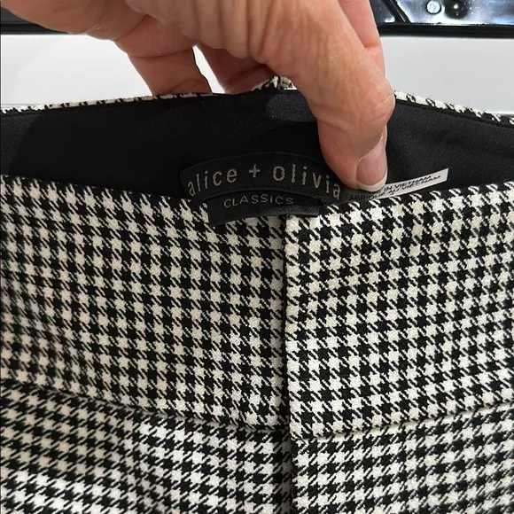 Black and White Slim-Fit Dress Pants