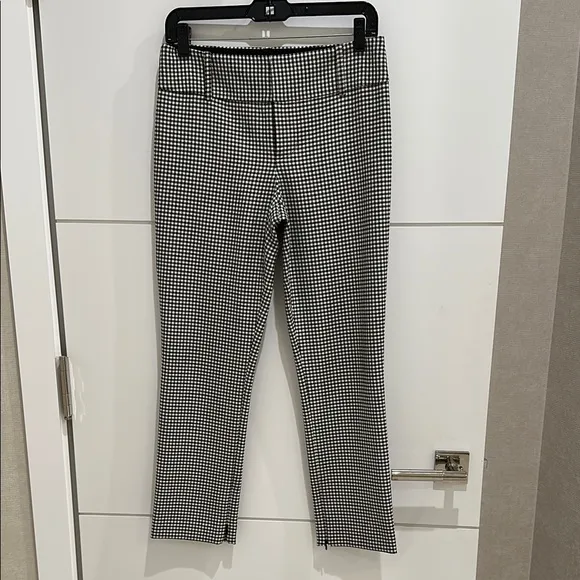 Black and White Slim-Fit Dress Pants