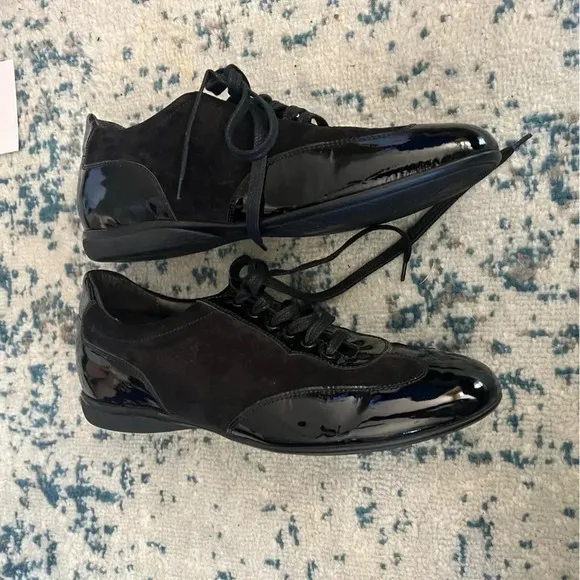 Black Leather dress sneakers hand made in Italy Cabzoleria Toscana size 40 1/2